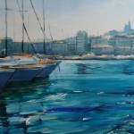 At Noon. Oil on canvas, 50x100 cm
