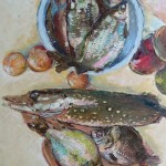 Les poissons. Huile sur toile, 60x73 cm
