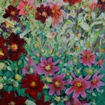 (English) Flower mosaics. Oil on canvas, 100x50 cm