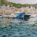 (English) Monaco quay. Oil on canvas, 50x61 cm