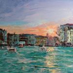 (English) Venice. Sunset. Oil on canvas, 81x100 cm